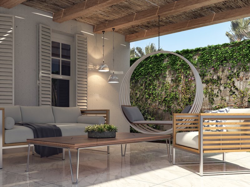 outdoor terrace with sofa on Wade Hampton Blvd Ste area